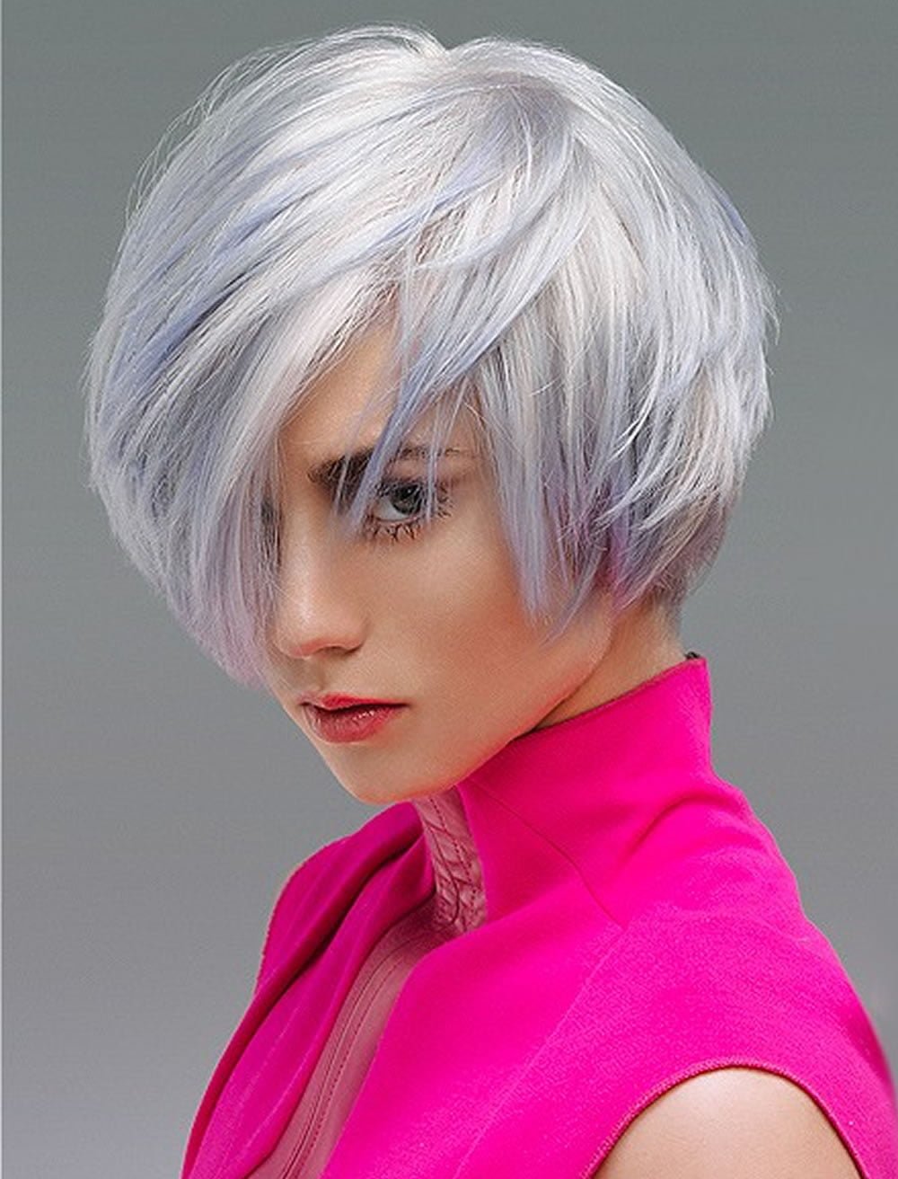 Grey hair color asymmetrical bob hairstyles 2019 - Hair Colors