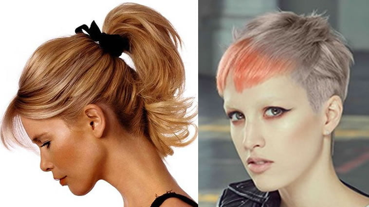 Grey-Light Brown hair color pixie cut