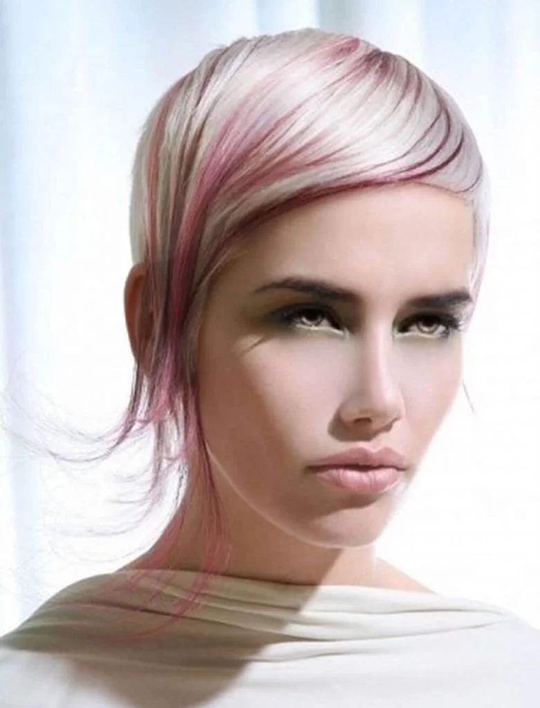 Balayage short haircut asymmetrical pixie style