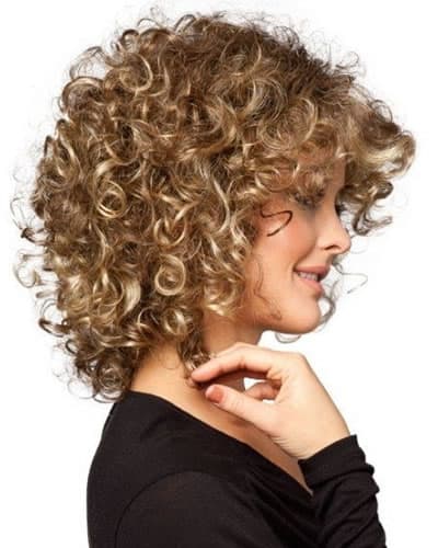 Blonde hair color curly short bob