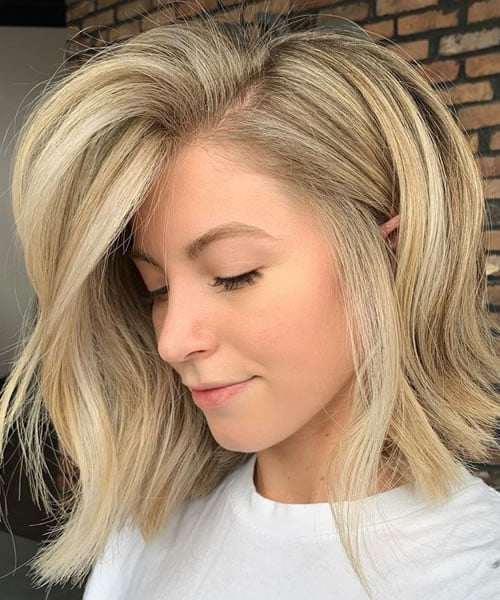 Asymmetrical Lob for Beige Blond Hair