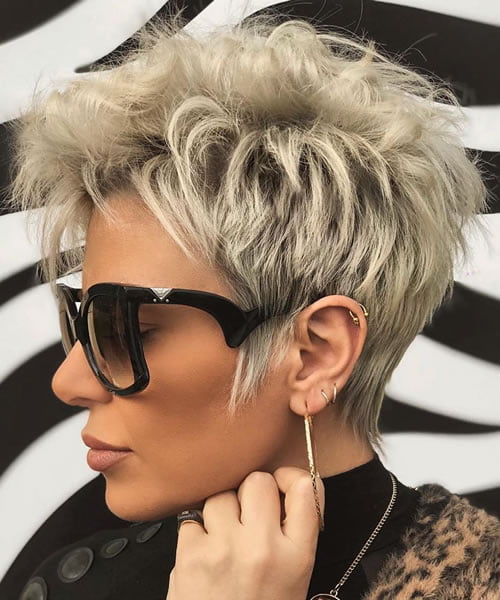 Pixie Cut in Platinum Blonde Shade