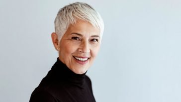 Grey Short Pixie Haircut for women over 60