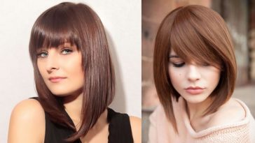 Long bob haircuts with bangs in 2021-2022